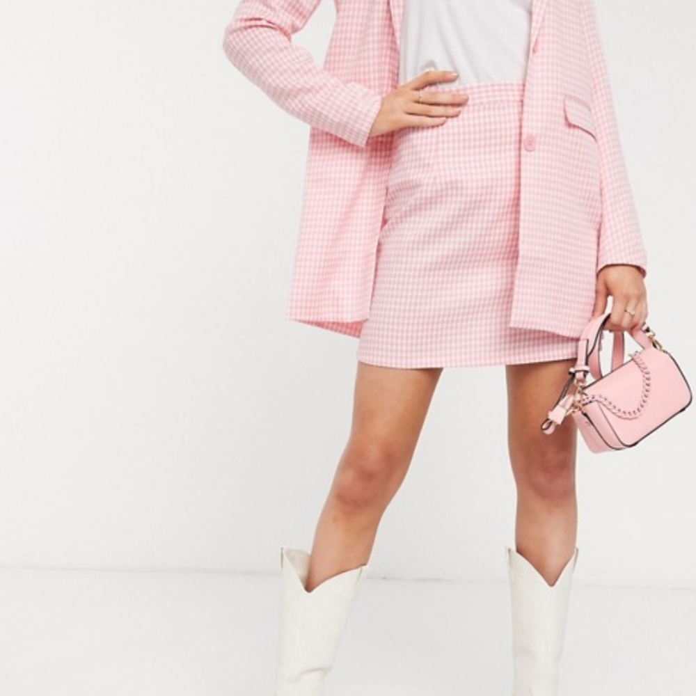 ASOS Heartbreak Pink Gingham Mini Skirt